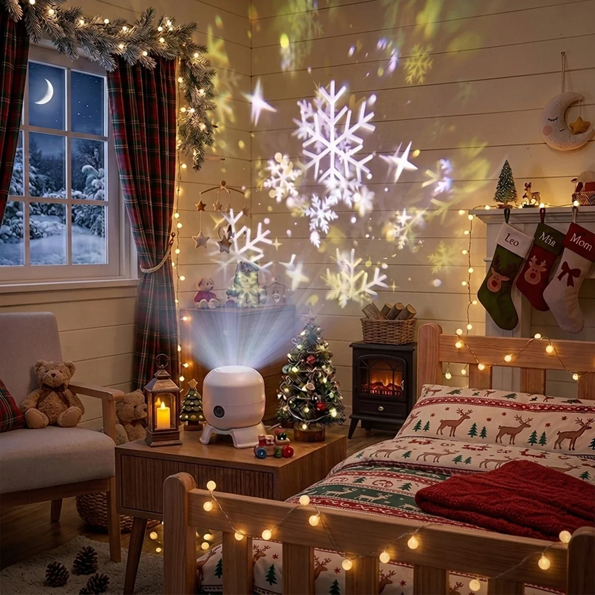 LED Rotating Snowflake Star Pr - Baby Nursery Wall Lights review and price