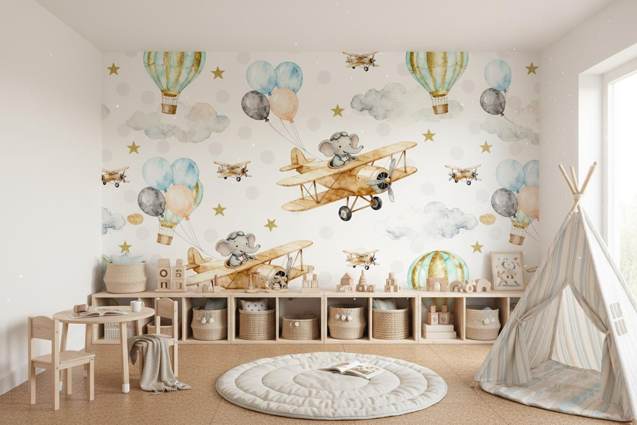 Cartoon Animal Wall Mural Kids - Baby Nursery Peel And Stick Wallpaper review and price