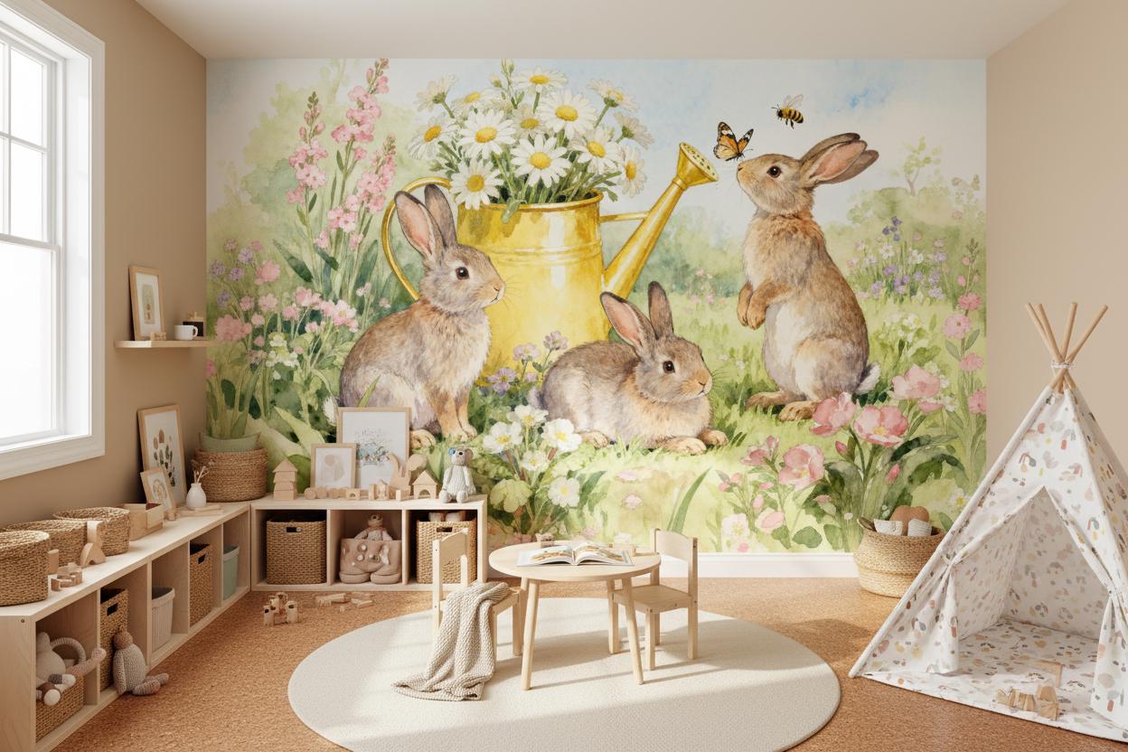 Cartoon Animal Wall Mural Kids - Baby Nursery Peel And Stick Wallpaper review and price