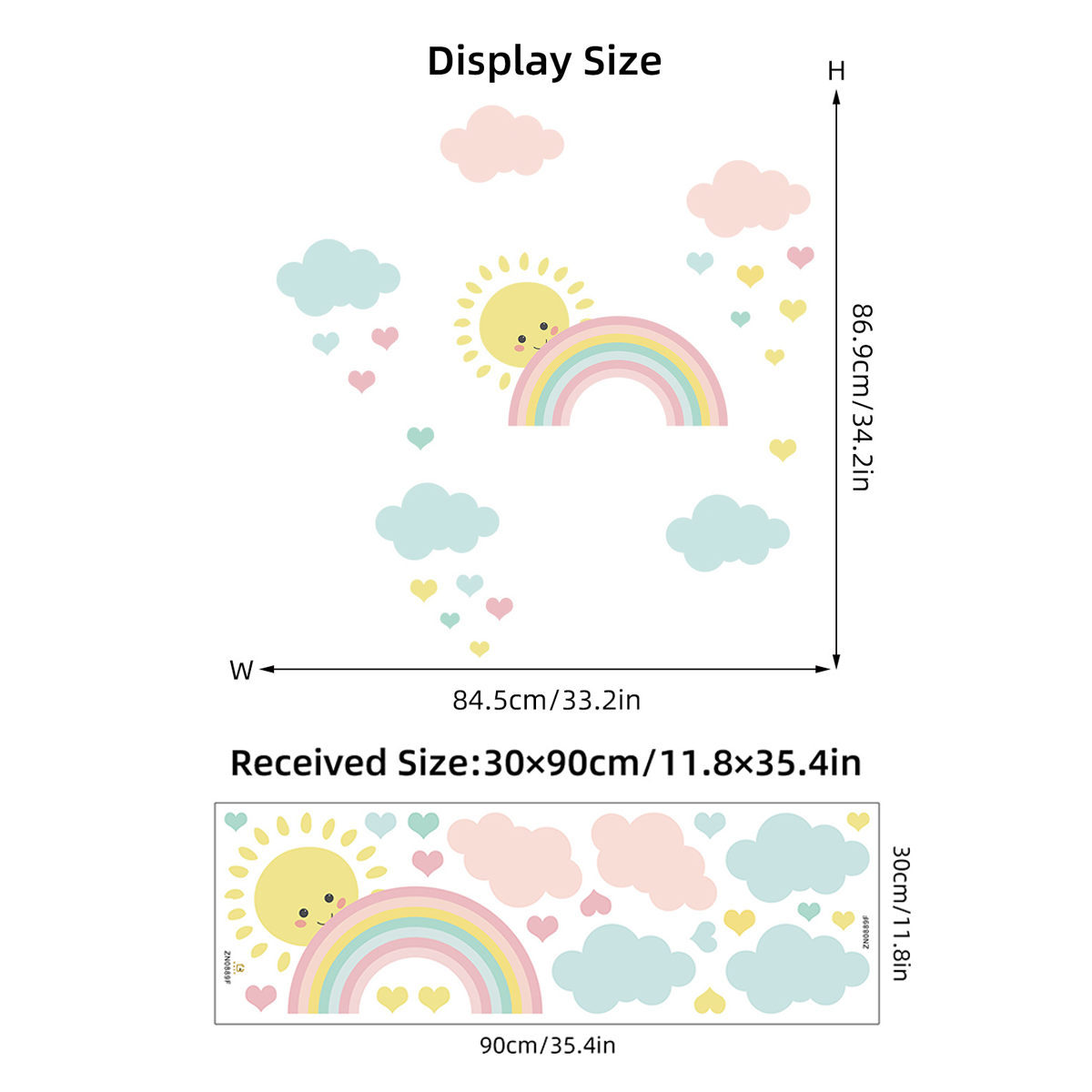 Cartoon Sun Rainbow Clouds Wal - Baby Nursery Boy review and price