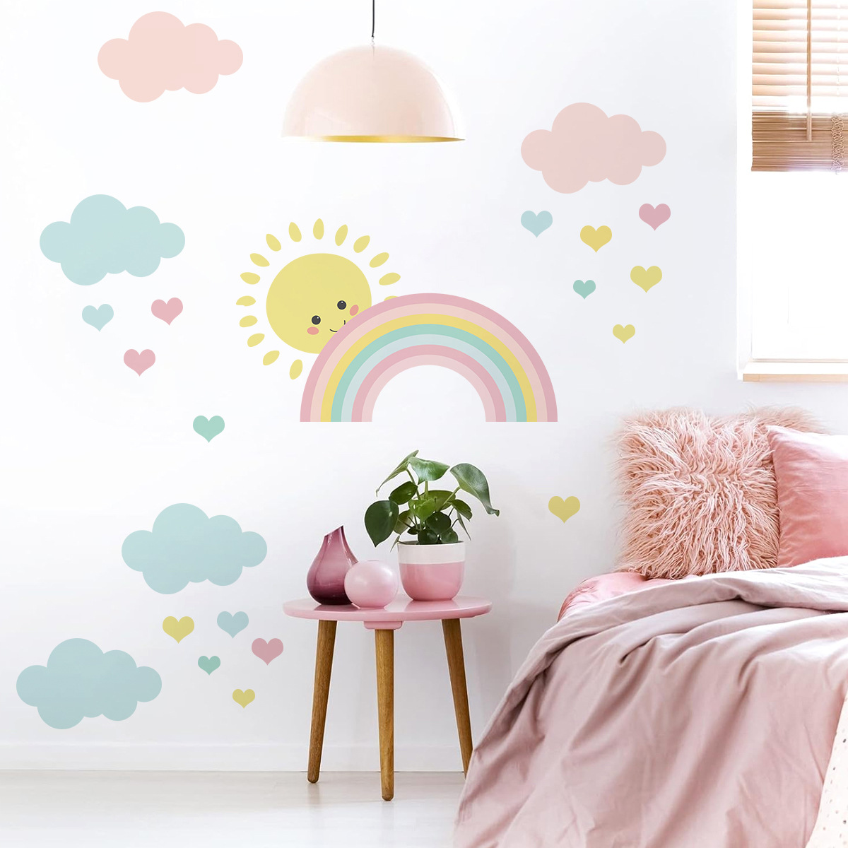 Cartoon Sun Rainbow Clouds Wal - Baby Nursery Boy review and price